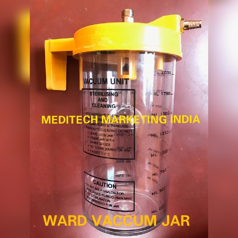 Ward Vacuum Jar - Polycarbonate, 600ml | Plastic Cap With Trap, Vacuum Gauge, Transparent Unbreakable Design, Clearly Labeled Yellow Lid