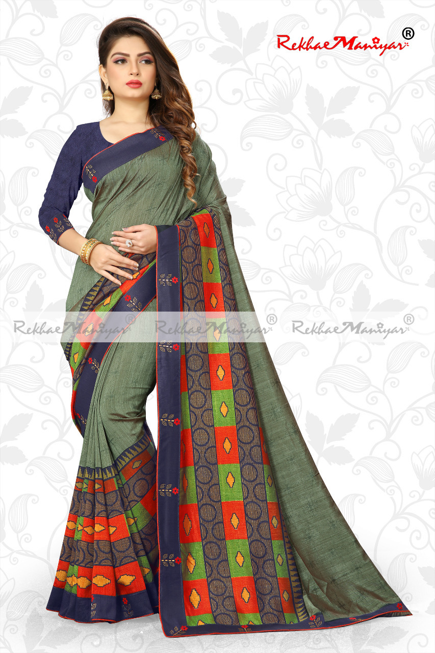 Vichitra Silk Shaded Party Wear Saree - Georgette, Two Tone Design With Geometrical Print & Swarovski Diamond Work, Suitable For All Seasons