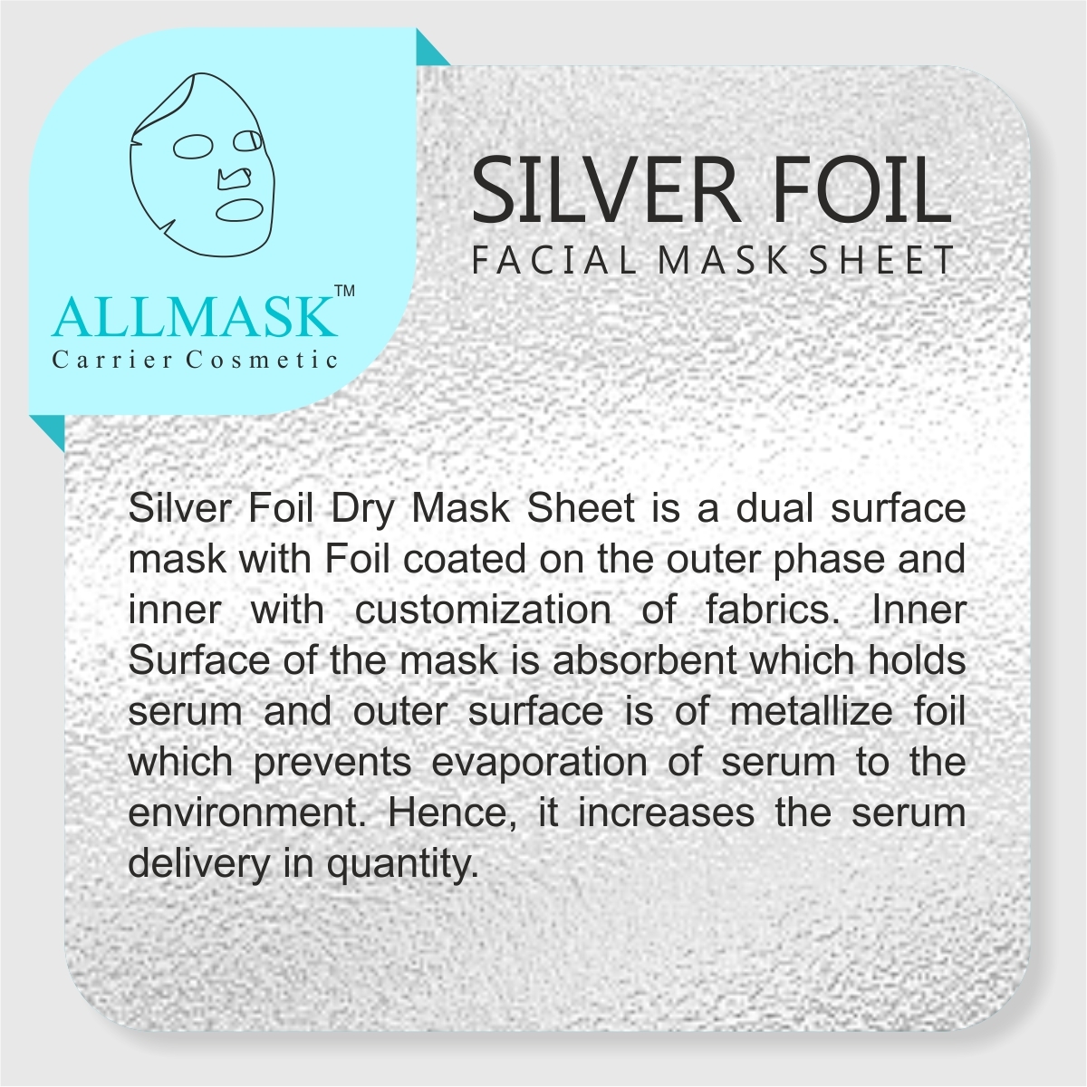 Silver Foil Facial Mask Sheet - Non Woven Fabric