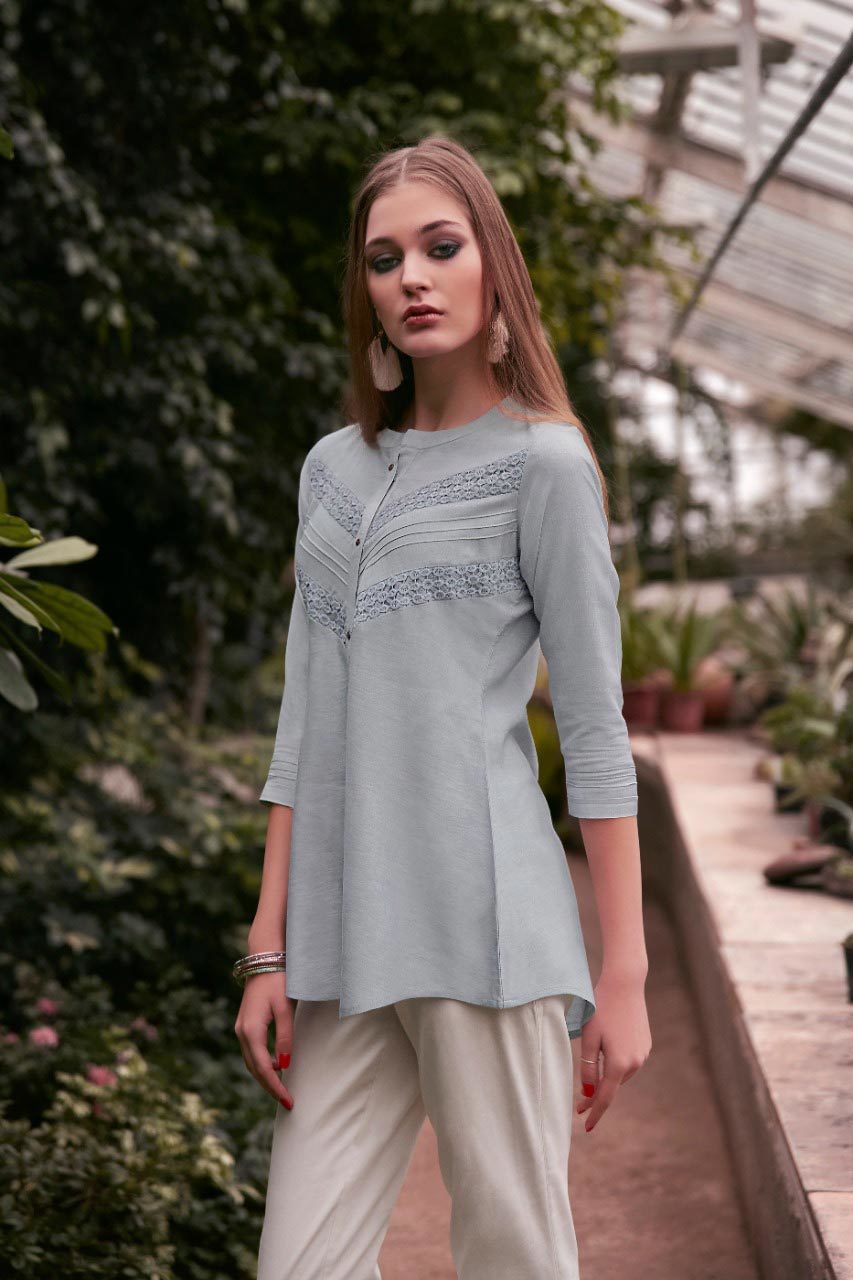 Rayon Short Top - Rayon Flex, S-3xl, 3/4 Sleeve, Embroidered Design | Cool Dry, Quick Dry, Washable, Customized Logo, Casual Style