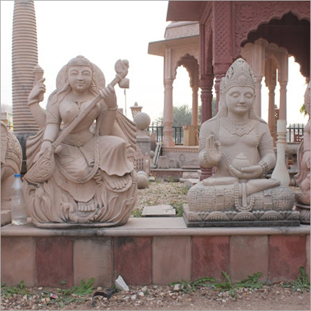 Hand Carved Sandstone God Statue - Waterproof, Customizable Size & Design | Light Grey & Pink Color Options, Ideal for Garden & Outdoor Use