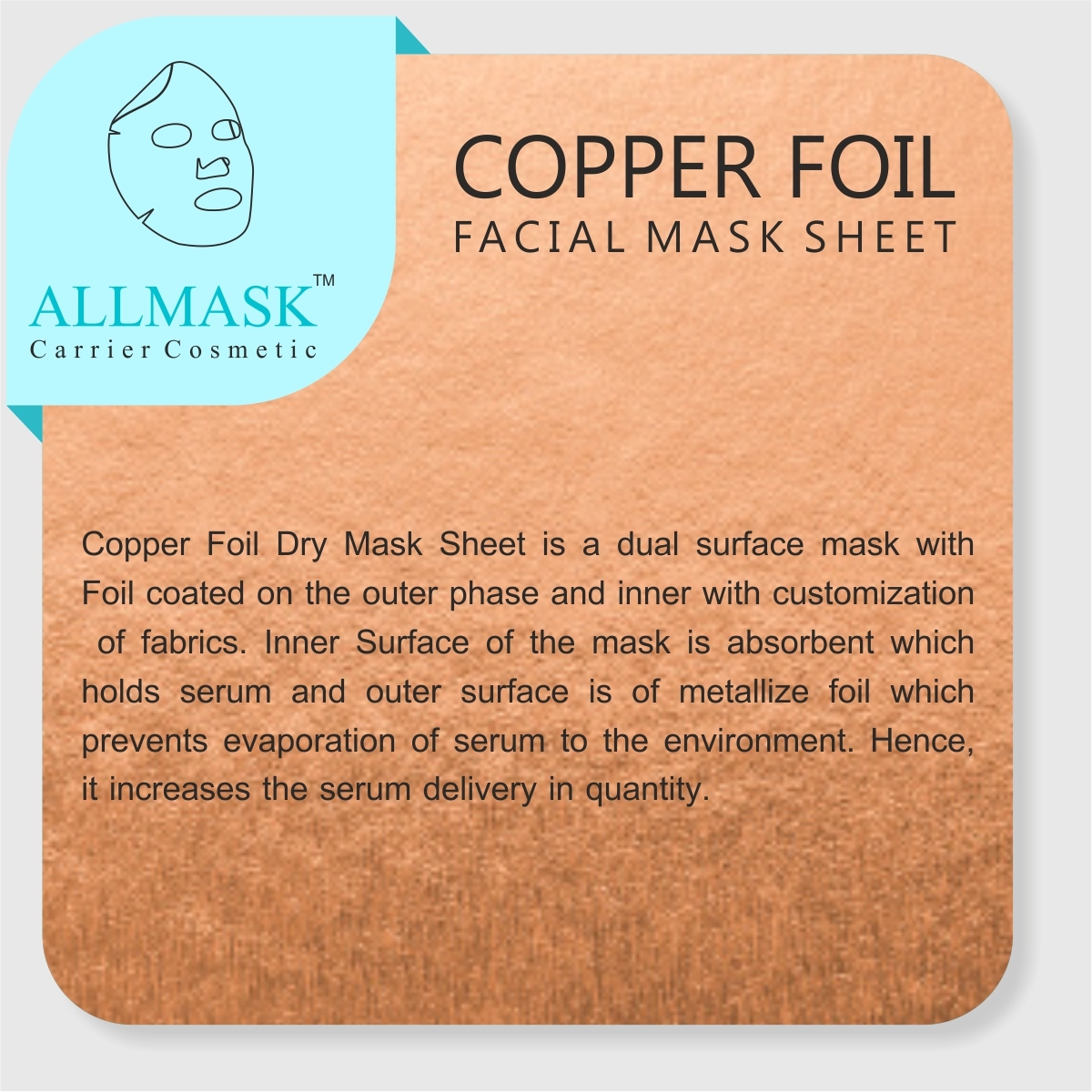 Copper Facial Mask Sheet - 100% Original - Odm/oem Customization Available Age Group: Women