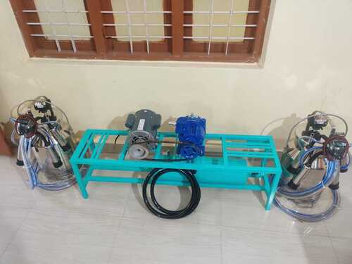 Double Can Fixed Type Motor Operated Milking Machine - Color: Blue