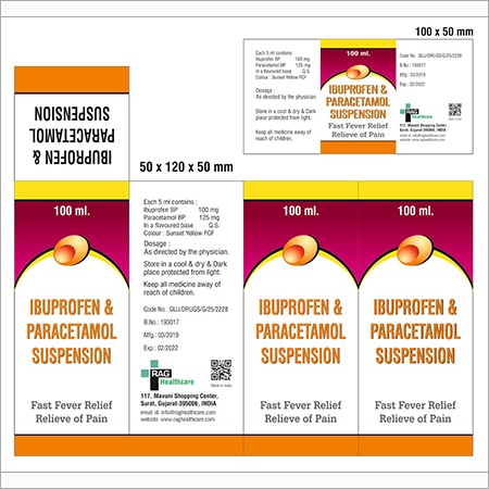 Ibuprofen & Paracetamol Suspension - 100mg Ibuprofen, 125mg Paracetamol | Liquid Tonic for Children, Pain Relief & Fever Reduction, Store in Cool Dry Place