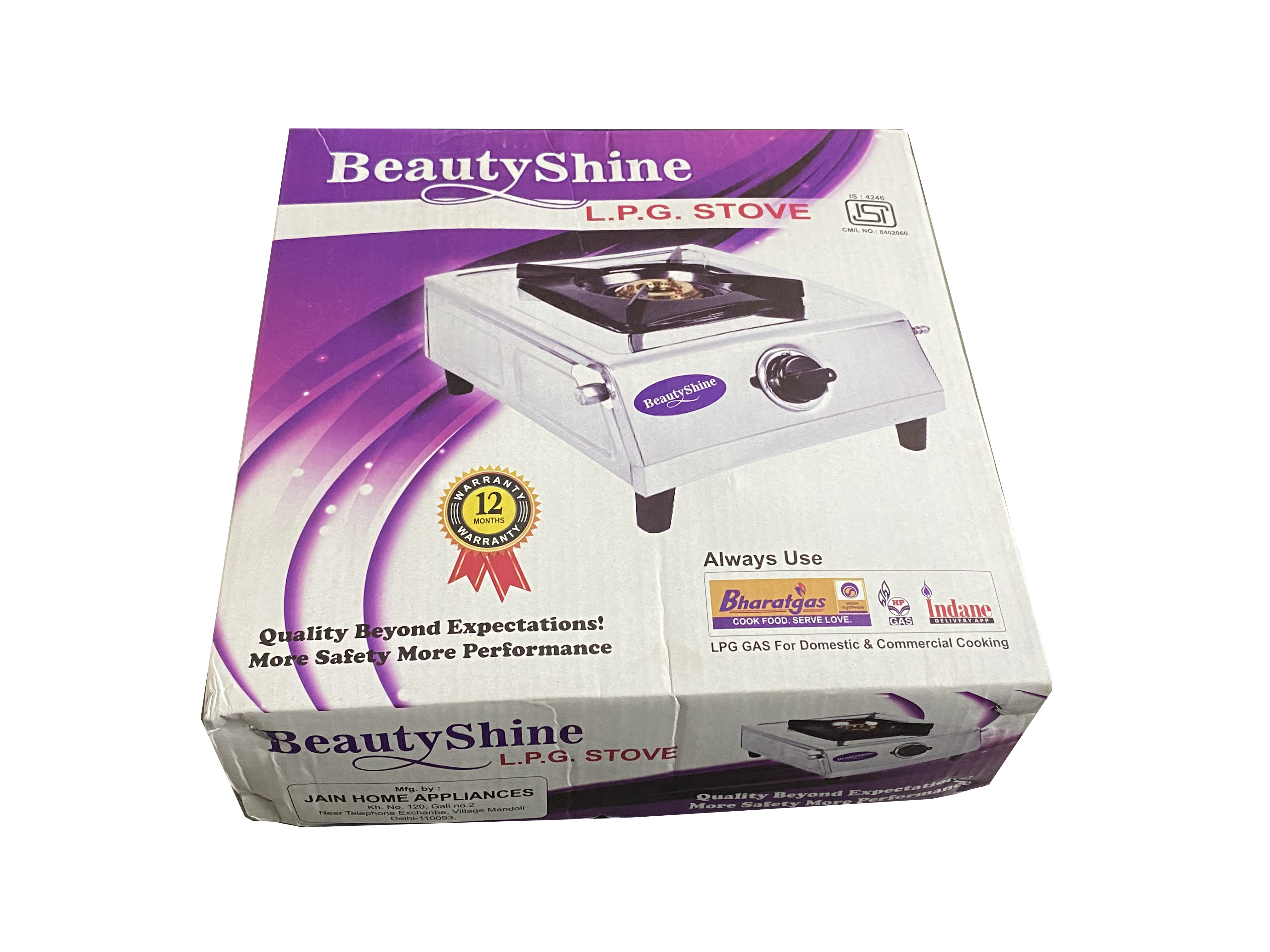 Lpg Stove - Stainless Steel Body, 310x300x100 Mm Size | Manual Ignition, 1 Burner, Eco-friendly Cooking Solution