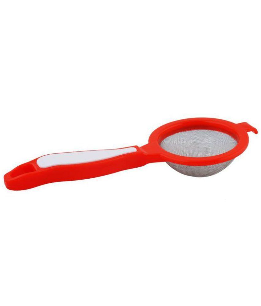 Tea Strainer - Abs Plastic, Standard Size, Long Durable Handle, Stain Proof Nylon Mesh, Crack Proof Design, Modern Round Head Shape