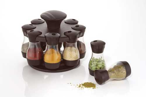 8 In 1 Spice Rack - Food Grade Abs Plastic, Transparent Containers With Flat Black Lids - Stain, Dirt, And Grease Proof For Effortless Kitchen Organization
