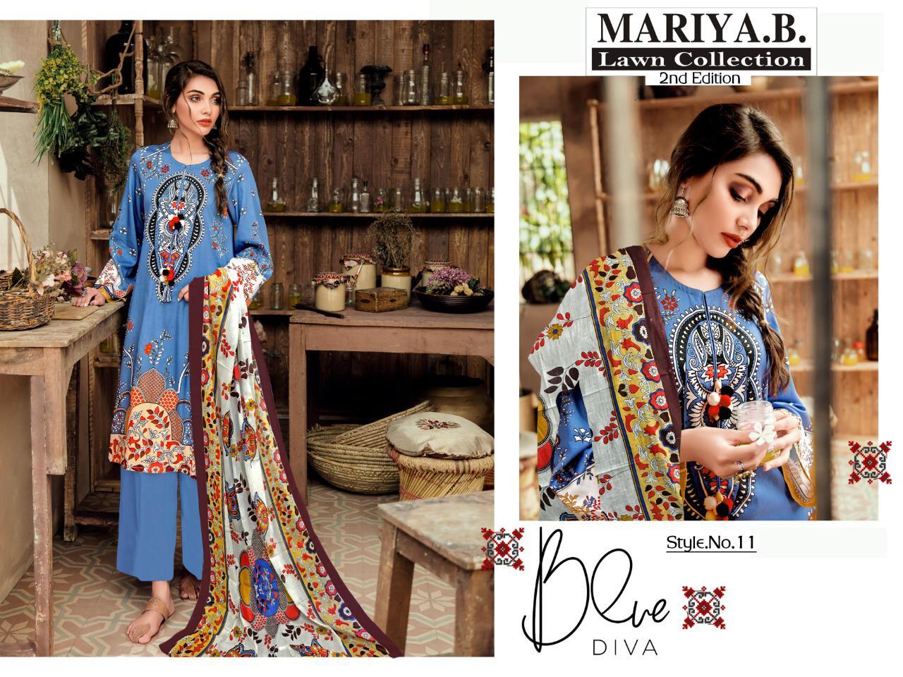 Blue Maria B Brand Pakisatani Lawn Salwar Kameez