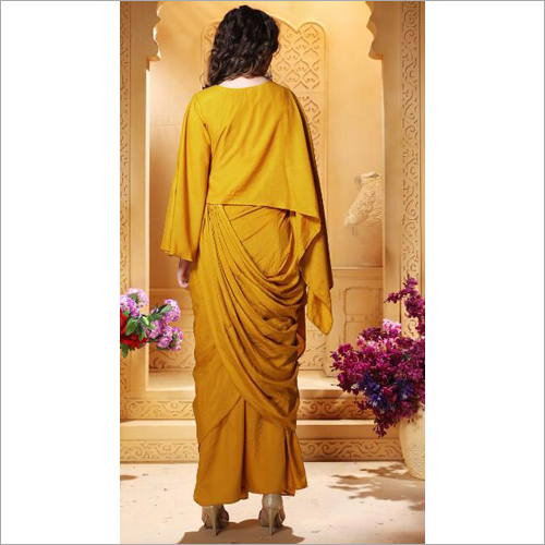 Yellow Ladies Designer Plazzo Saree