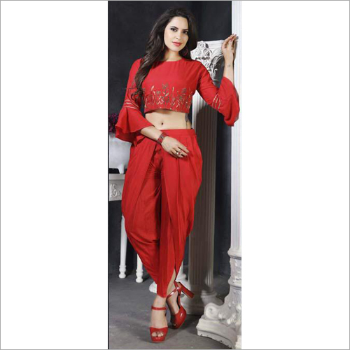 Cool Dry Dhoti And Top With Shrug Set