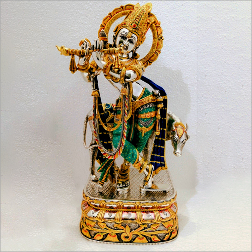 Mulitcolor Silver Krishan Ji Statue