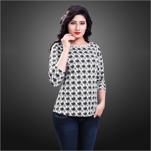 Ladies Casual Top - Georgette Fabric, Sizes S/M/L/XL, Available in Multiple Colors | Washable, Shrinkage-Proof, Elegant Printed Pattern for Rainy, Spring, Summer Seasons