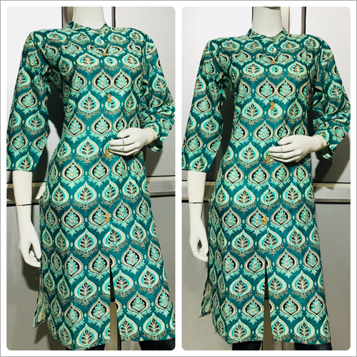 Ladies Printed Kurti - Cotton, Knee-length, Available In S, M, L, Xl | Breathable, Washable, Designer Print, Perfect Fit For Daily Wear