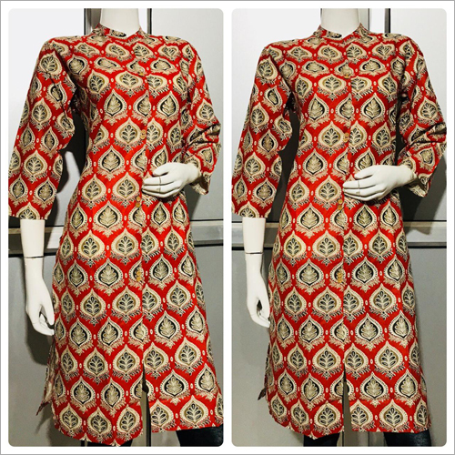 Ladies Printed Kurti - Cotton, Knee-length, Available In S, M, L, Xl | Breathable, Washable, Designer Print, Perfect Fit For Daily Wear