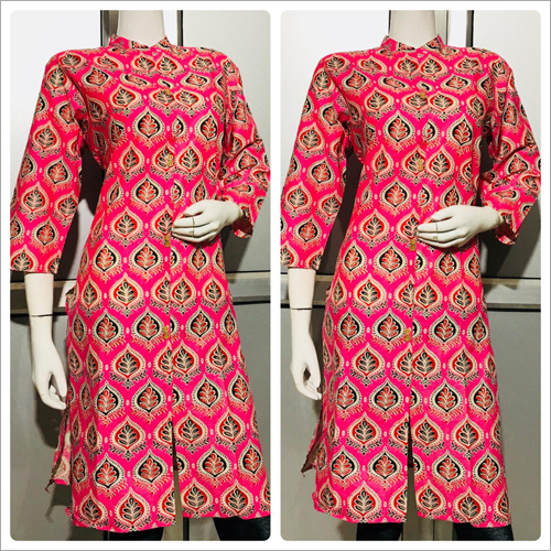 Ladies Printed Kurti - Cotton, Knee-length, Available In S, M, L, Xl | Breathable, Washable, Designer Print, Perfect Fit For Daily Wear