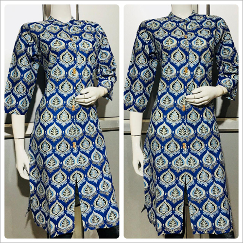 Ladies Printed Kurti - Cotton, Knee-length, Available In S, M, L, Xl | Breathable, Washable, Designer Print, Perfect Fit For Daily Wear