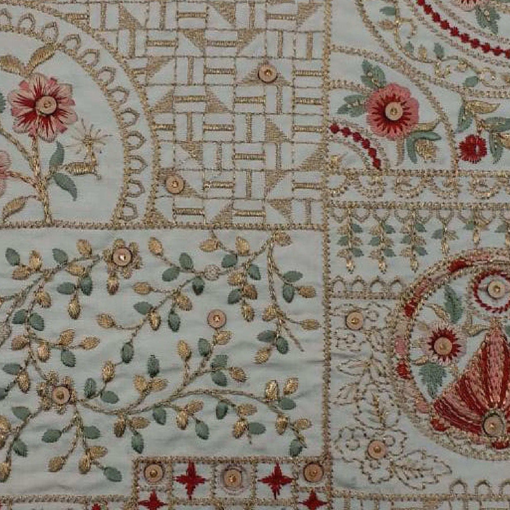 Embroidery Fabric - Cotton, 44 Inches Wide, Gray Color, 150 Gsm | Durable, Lightweight, Skin Friendly, Floral Embroidery, Soft Texture, Elegant Look, Alluring Designs