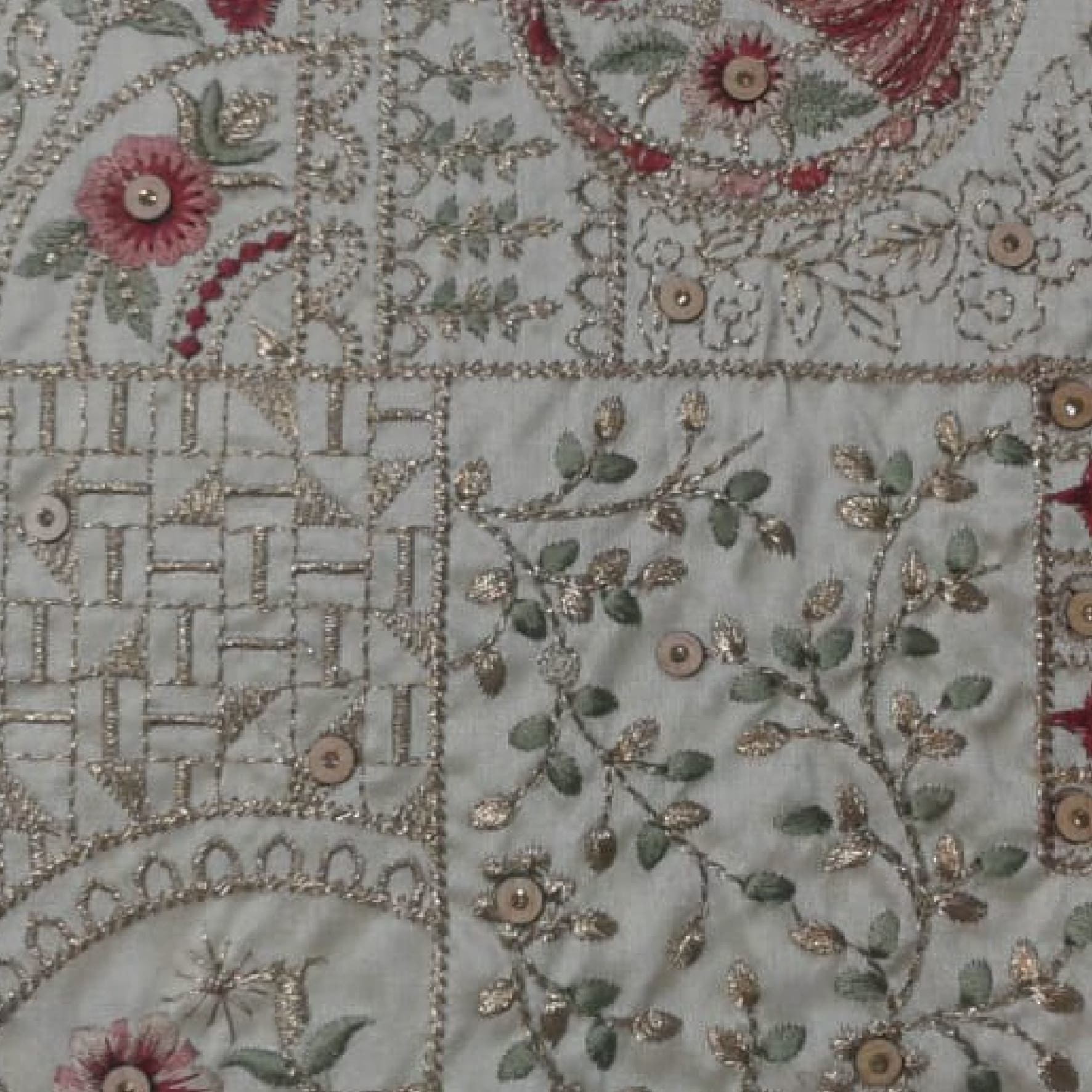 Embroidery Fabric - Cotton, 44 Inches Wide, Gray Color, 150 Gsm | Durable, Lightweight, Skin Friendly, Floral Embroidery, Soft Texture, Elegant Look, Alluring Designs