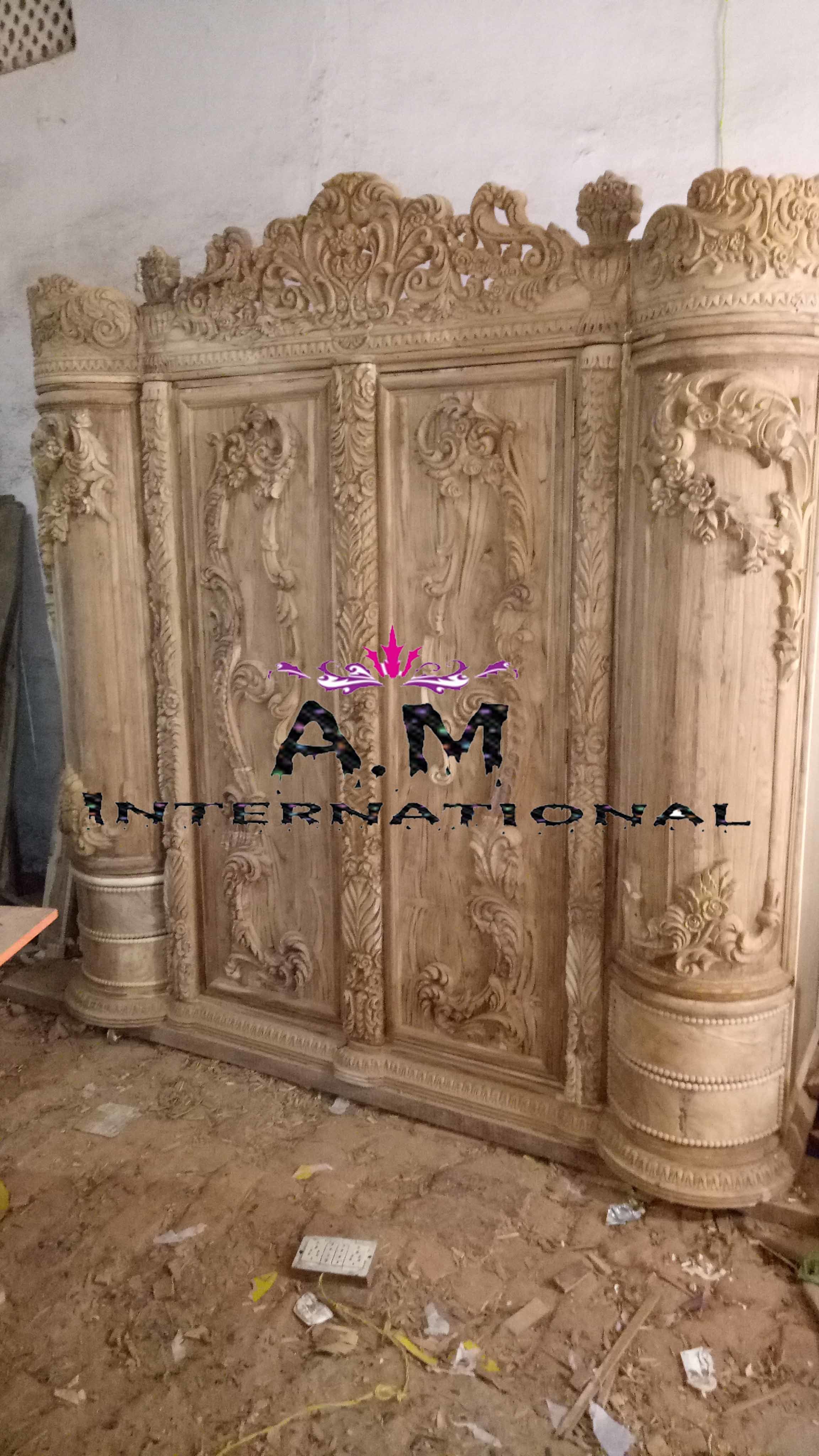 Teak Wood Wardrobe - Solid Wood, Natural Finish | Eco-friendly, Handmade Artwork, No Assembly Required, Indoor Furniture