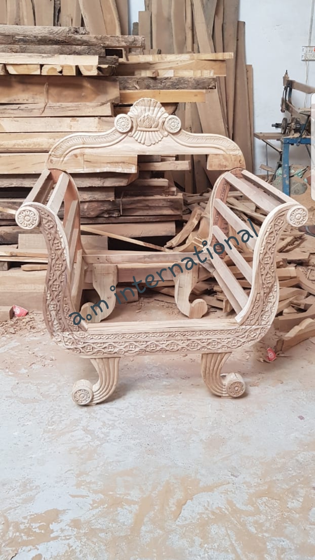Sofa Set - Solid Teak Wood With Hand-carved Detailing | Eco-friendly, Antique Finish, No Assembly Required, Handmade Artwork