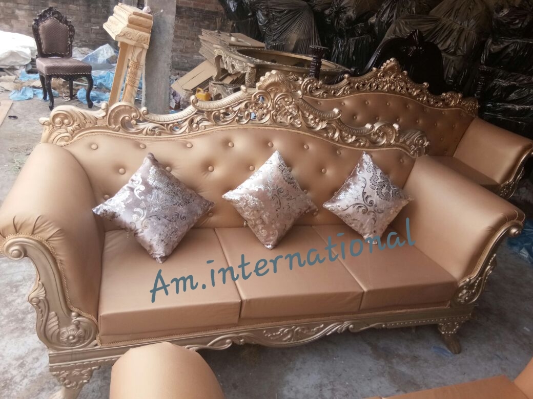 Designer Wooden Sofa Set - Solid Teak Wood, Eco-friendly Handmade Furniture | Traditional Indian Style, Premium Finish, Custom Sizes Available