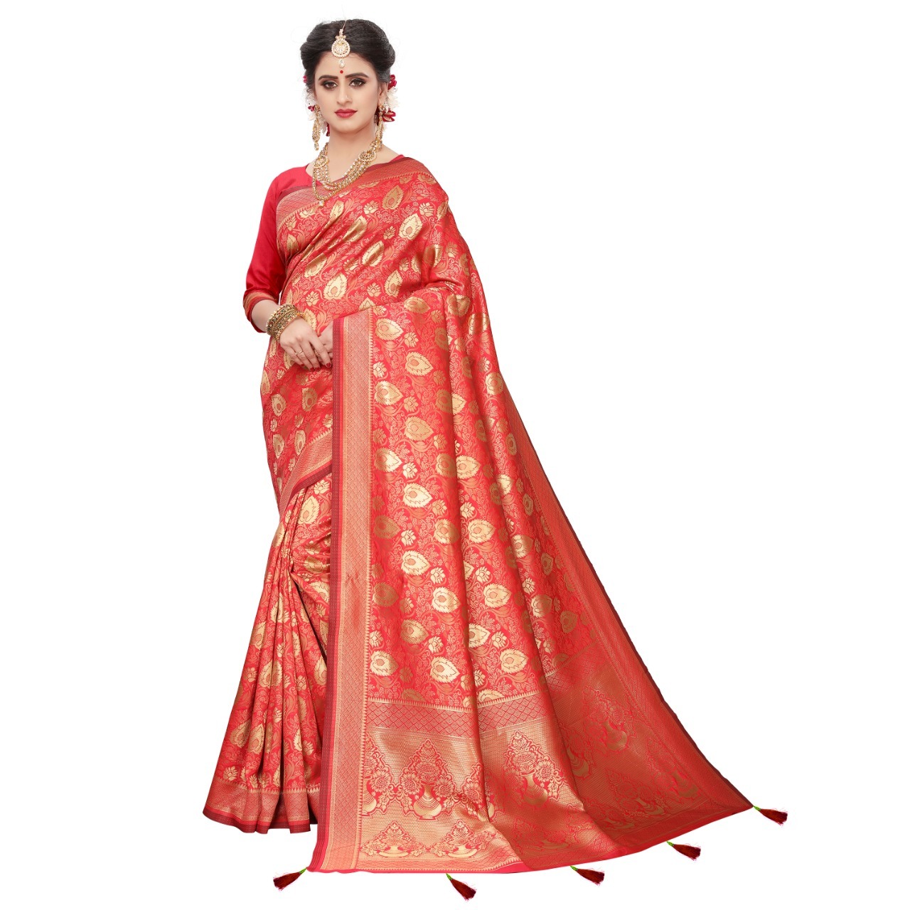 Rich Pallu Banarasi Silk Saree With Jacquard Work & Latkan - Color: All