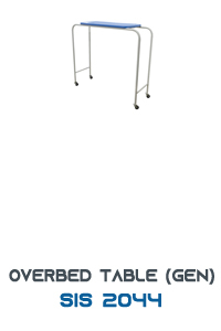 Overbed Table - Ms Frame, 42l X 16w X 39h Inches | Epoxy Powder Coated, 5 Cm Castors, Sunmica Laminated Top