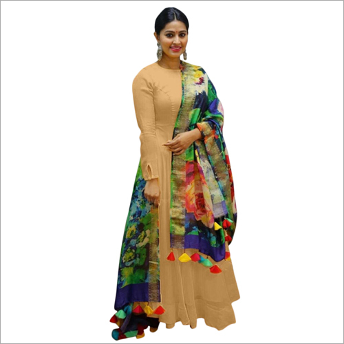 Designer Anarkali Suit - Cotton Blend, Available In Various Colors | Plain Pattern, Quick Dry, Washable, No Fade, Suitable For All Seasons