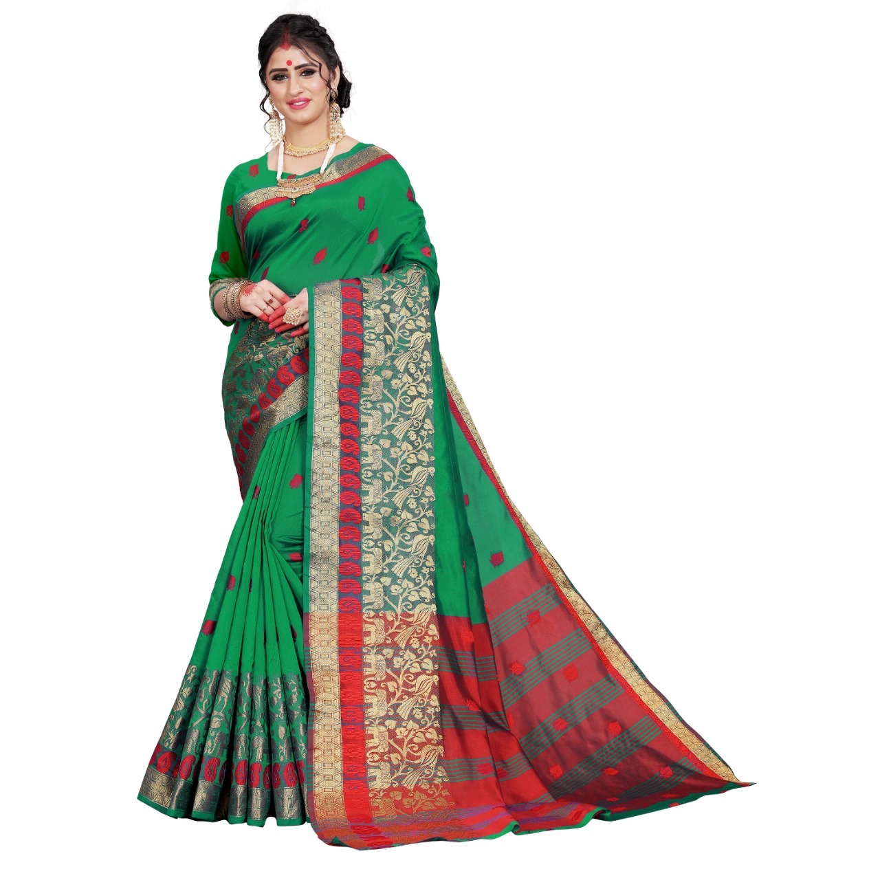 Banarasi Jacquard Silk Saree - 6.3 Mtr Length, 0.8 Mtr Blouse | All-season, Latkan Finish, Exquisite Thread Work