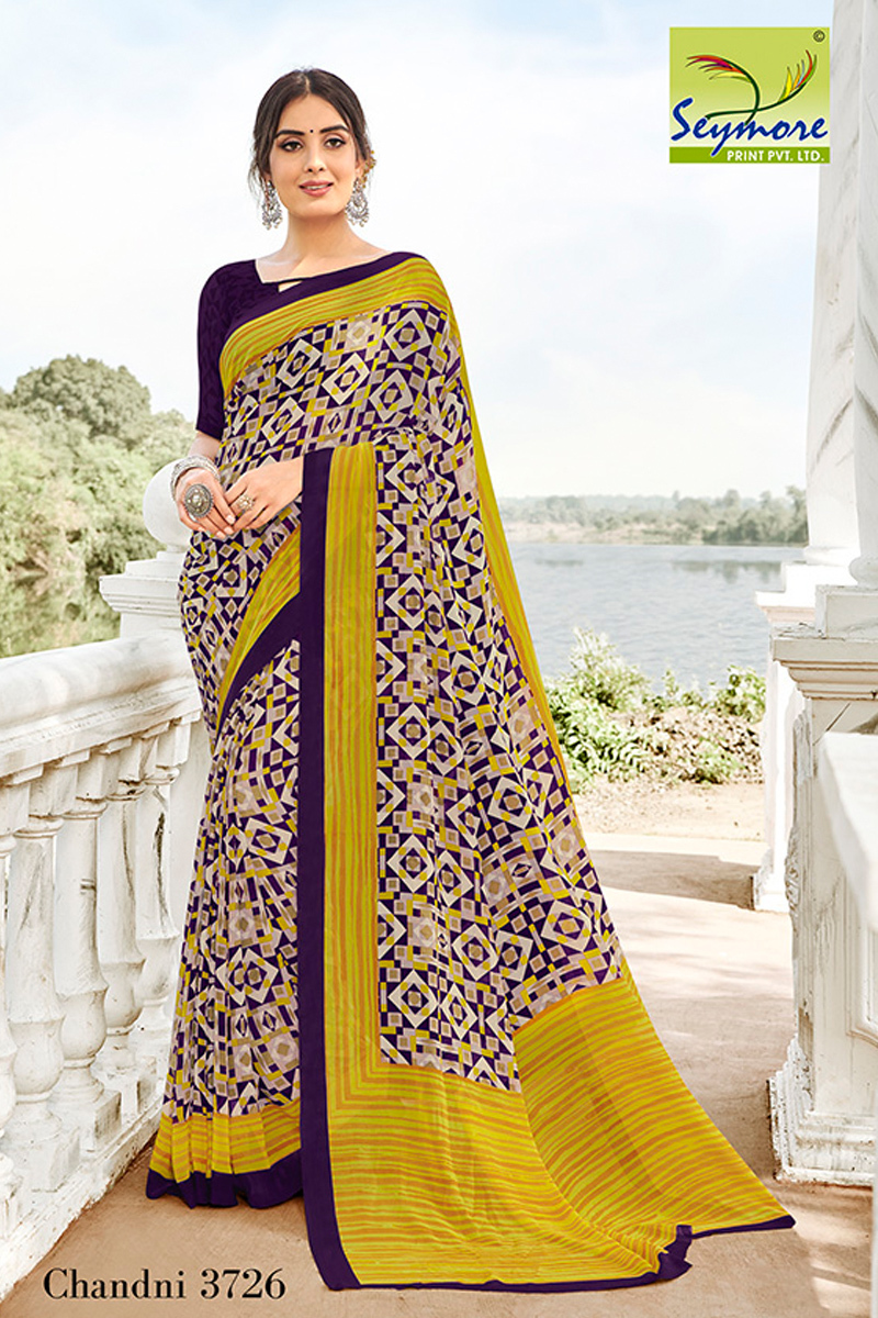 Brown Georgette Saree In Floral Print