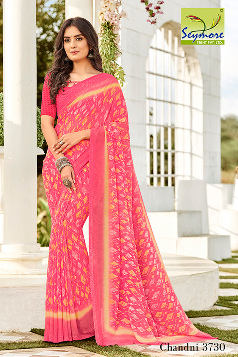 Brown Georgette Saree In Floral Print