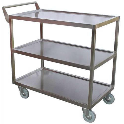 Service Trolley - Stainless Steel, 15 Kg Weight, 50 Kg Capacity | 3 Drawers, Rigid Caster Wheels, Galvanized Coating
