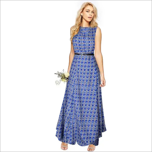 Exclusive Designer Gown - Heavy American Crepe, 1.7 Mtr Flare, Length 52 Inches | Inside Attached Cape Sleeve, Ethnic Style, Washable, Knitted Pattern