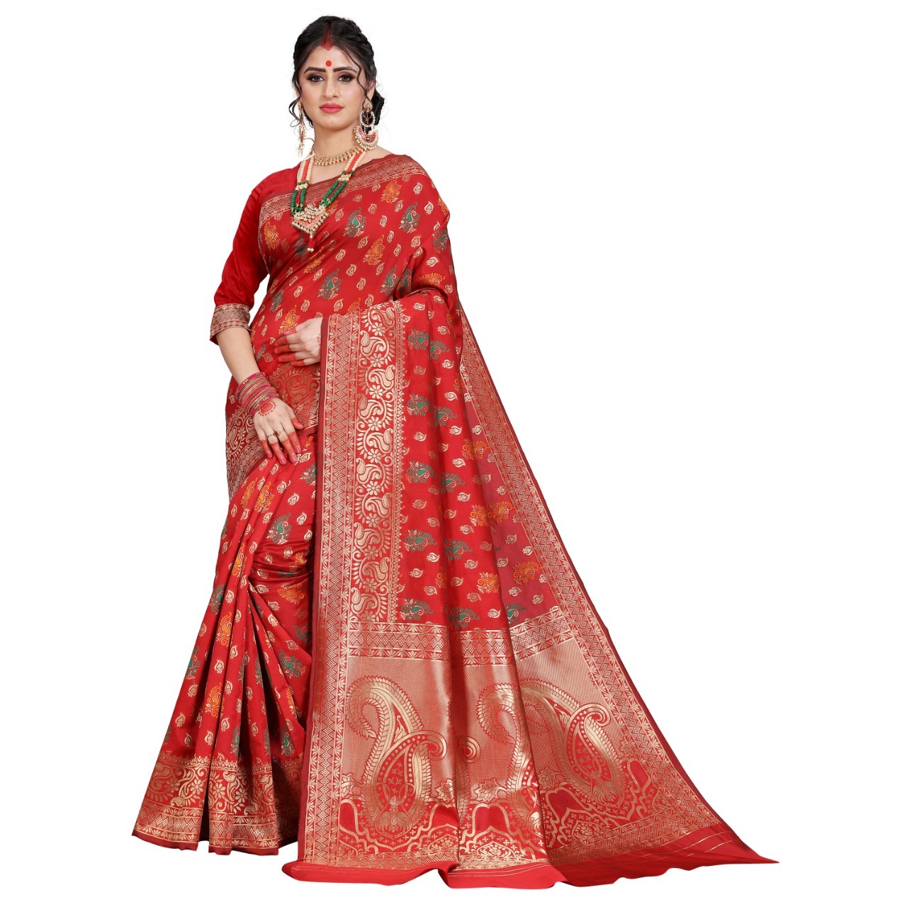 Banarasi Silk Saree - 6.3 Mtr Length, 0.8 Mtr Blouse | All-season, Exquisite Thread Work Design