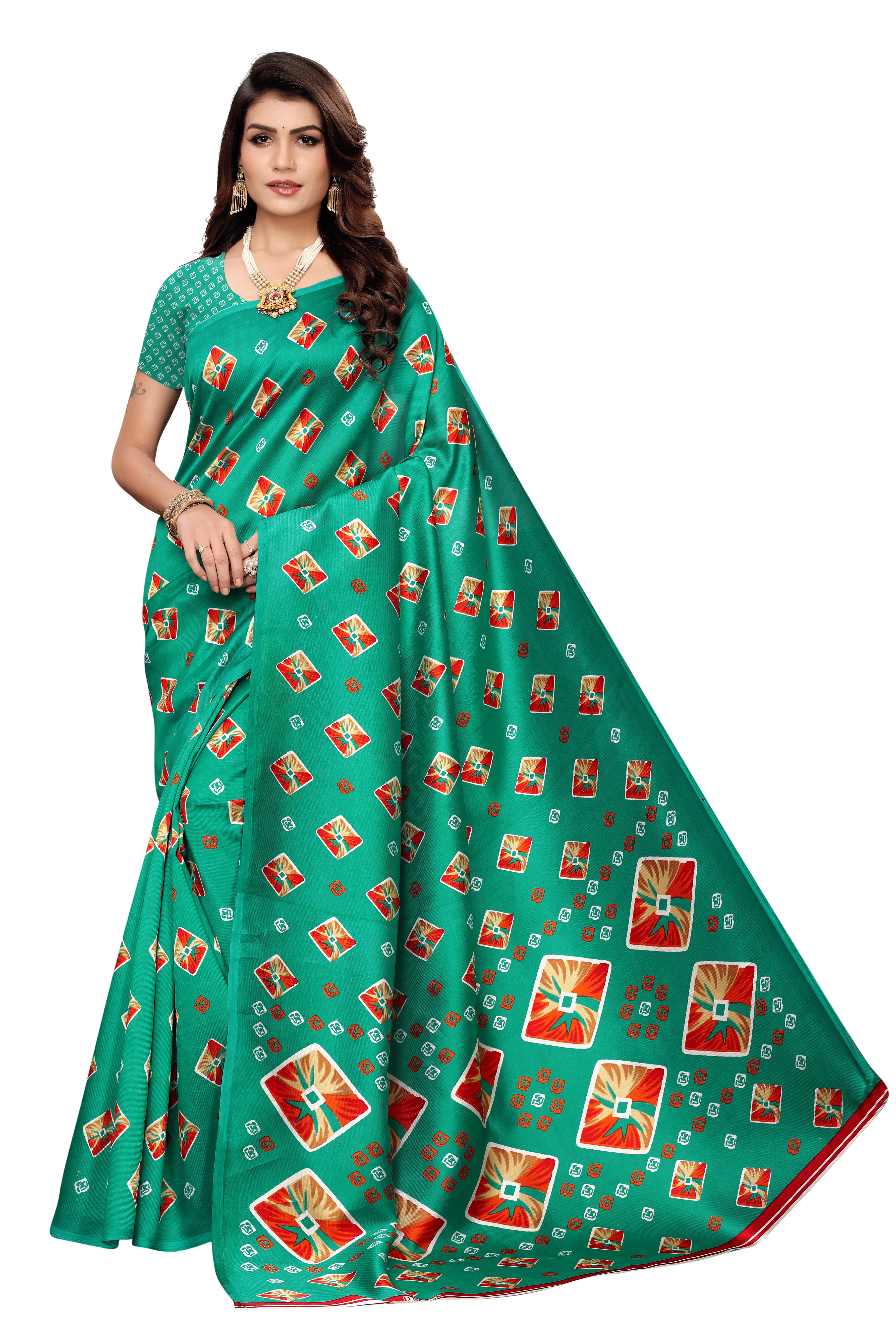 Kalamkari Silk Saree - Khadi Fabric, 6 Mtr Length Including Blouse | Multi-color Printed, Comfortable And Lightweight For All Seasons