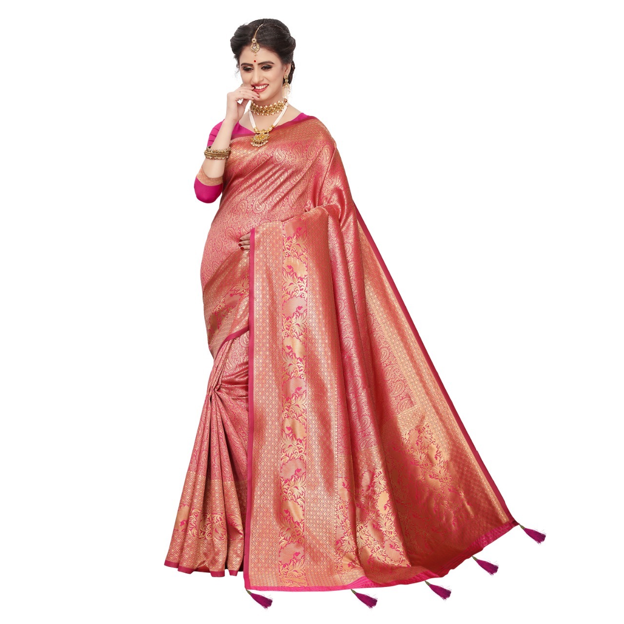 All Rich Pallu Banarasi Silk Saree With Latkan Jacquard Work