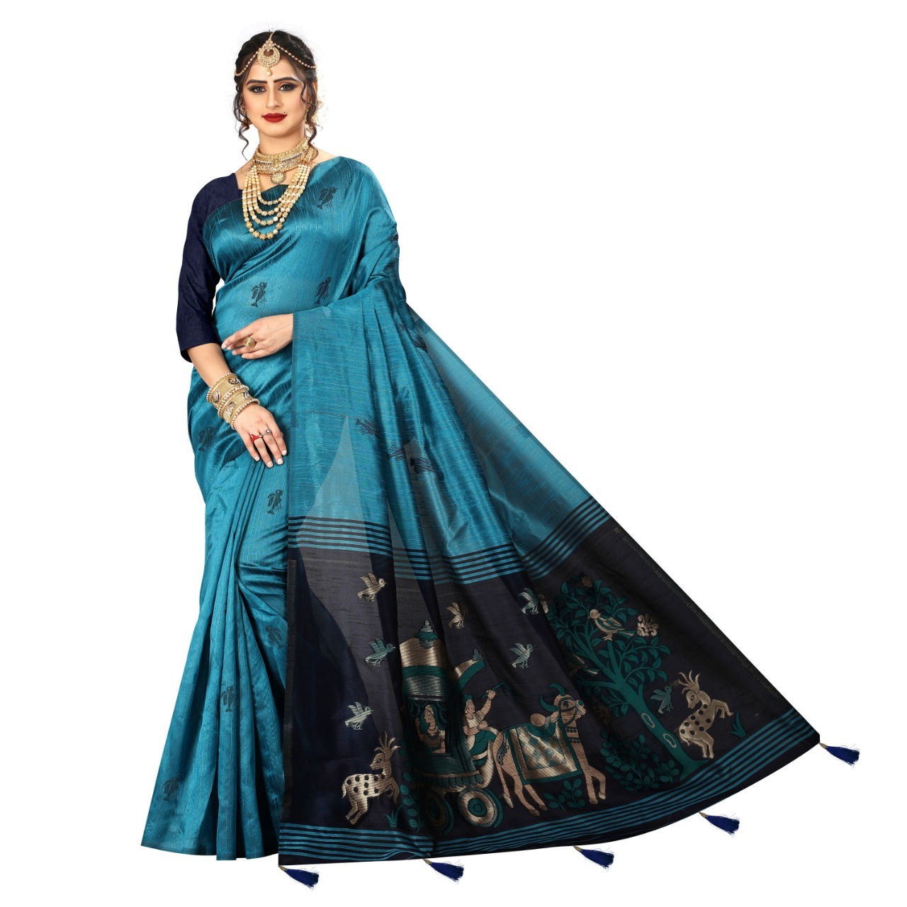 All Rich Pallu Banarasi Silk Saree With Latkan Jacquard Work