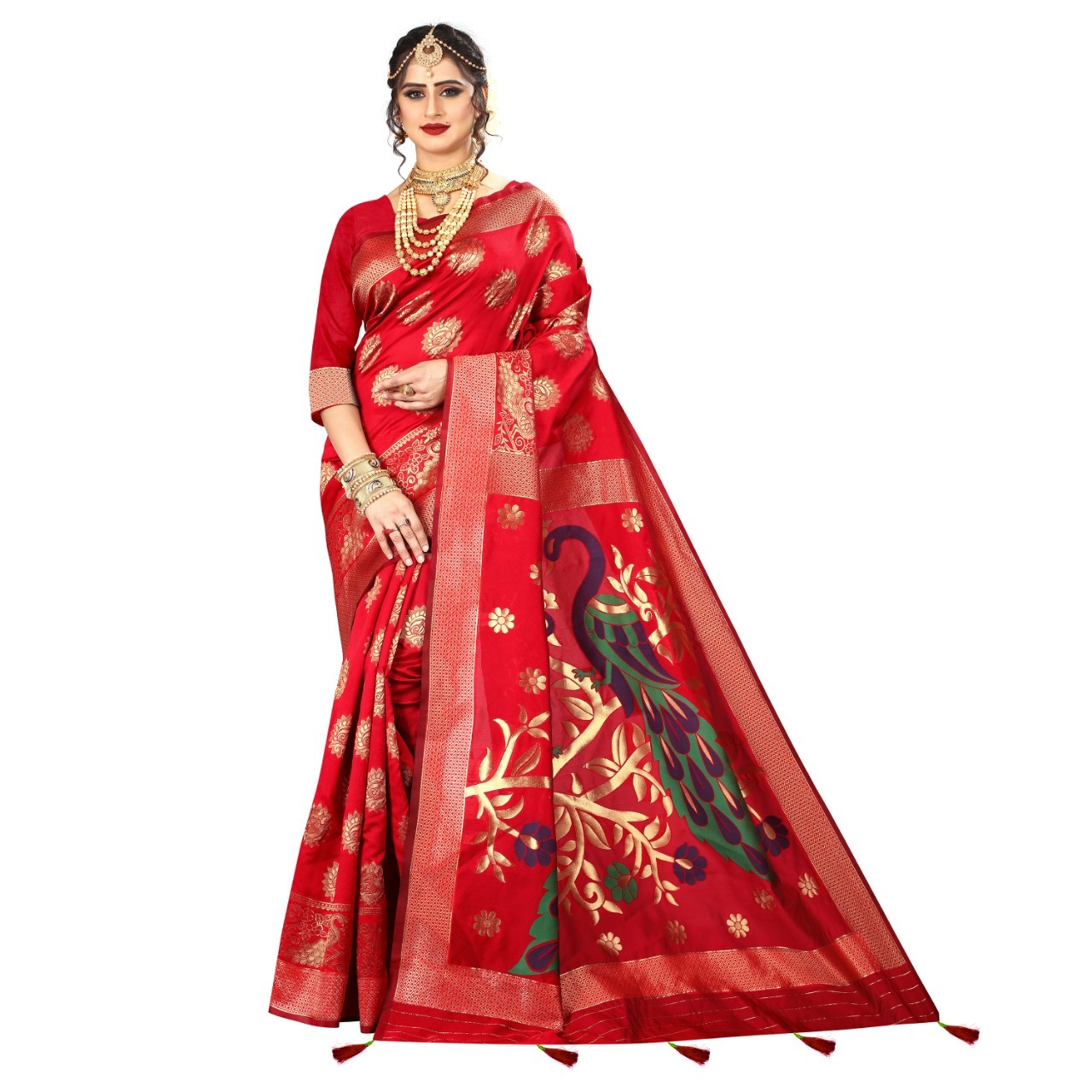 All Banarasi Heavy Saree With Latkan & Thread Work