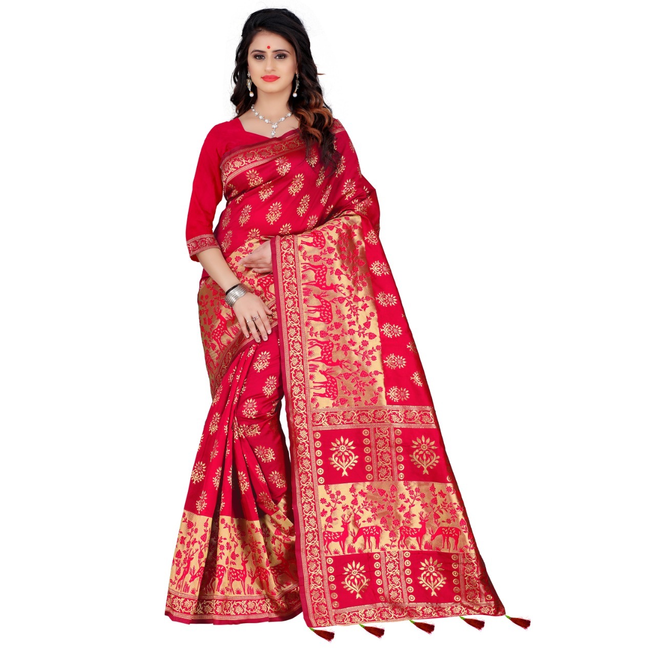 All Banarasi Heavy Saree With Latkan & Thread Work