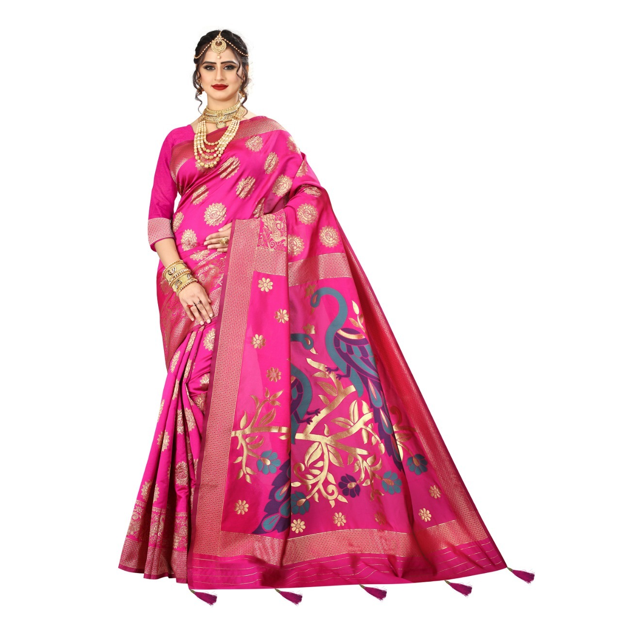All Banarasi Heavy Saree With Latkan & Thread Work