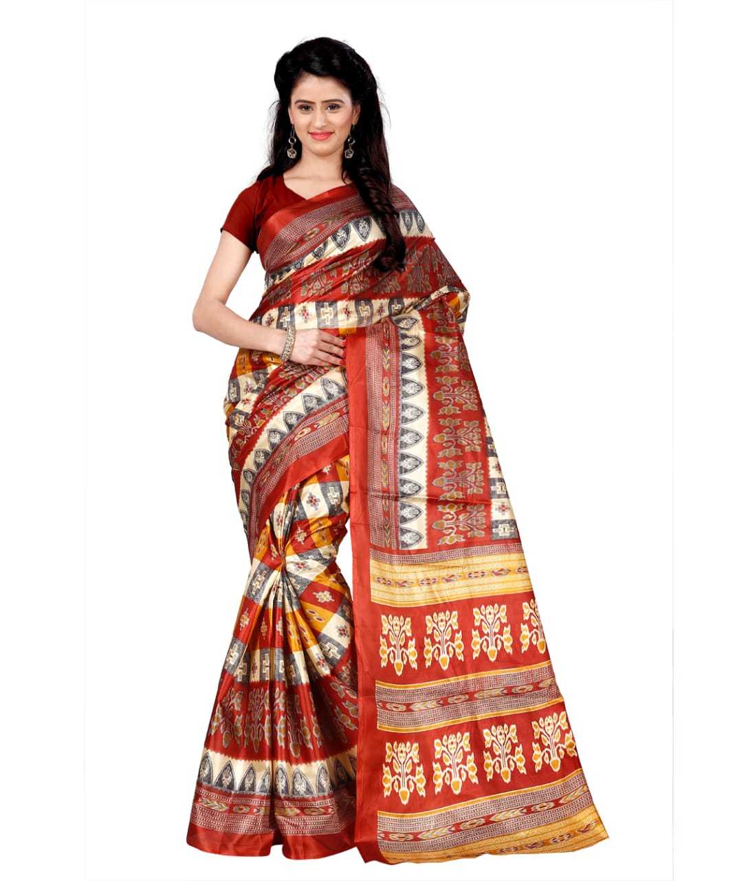Tapeta Silk Printed Saree - 6 Mtr Length, 0.8 Mtr Blouse | All Season Versatile Indian Style, Ideal For Daily Wear
