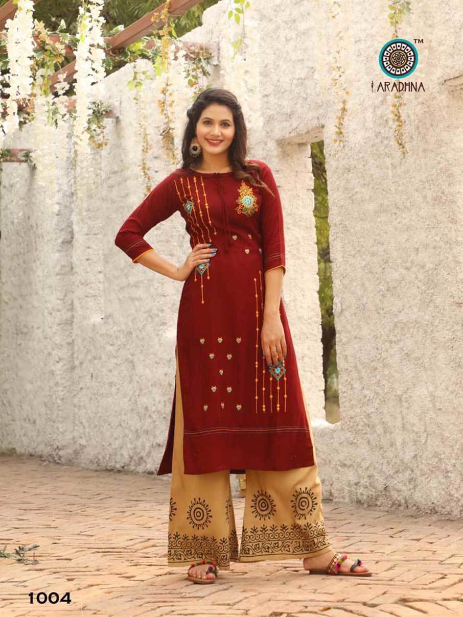 Heavy Rayon Kurti With Embroidery & Manual Work - Sizes M To 3xl, 3/4 Sleeve, Washable, Cool Pass, Customized Logo