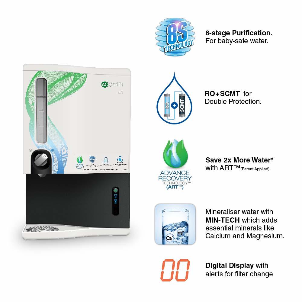 Ao Smith X8 Green Ro 9 Litre Wall Mountable , Table Top Ro+scmt Black 9 Litre Water Purifier