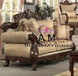 Teak Wood Premium Design Sofa Set - Handmade, No Assembly Required | Walnut Color, Eco-friendly, Indian Style