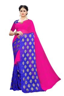 Shiffon Jari Sarees With 6 Designs - Dyed & Woven, Cotton Fabric | Elegant Style For All Seasons, Comes With Attached Blouse