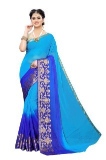 Shiffon Jari Sarees With 6 Designs - Dyed & Woven, Cotton Fabric | Elegant Style For All Seasons, Comes With Attached Blouse