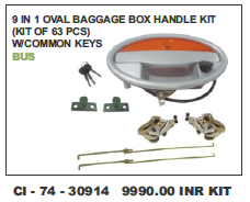 9 in 1 Oval Baggage Box Handle - Durable Design for 4 Wheeler Vehicles | Includes Common Keys, Warranty Coverage
