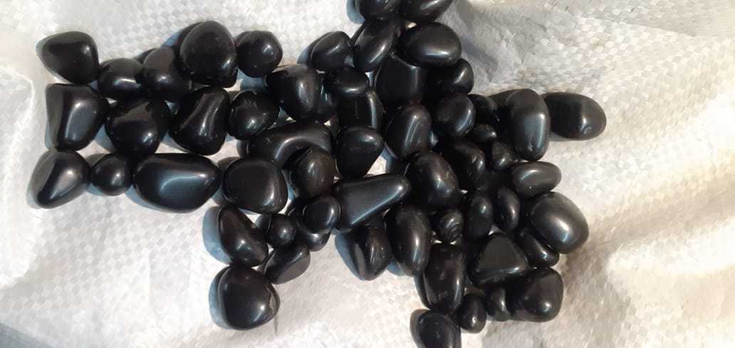 Landscaping Garden Decor Black Polished Agate Pebbles Stone Solid Surface