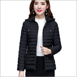 Ladies Puffer Hooded Jacket - Color: Black