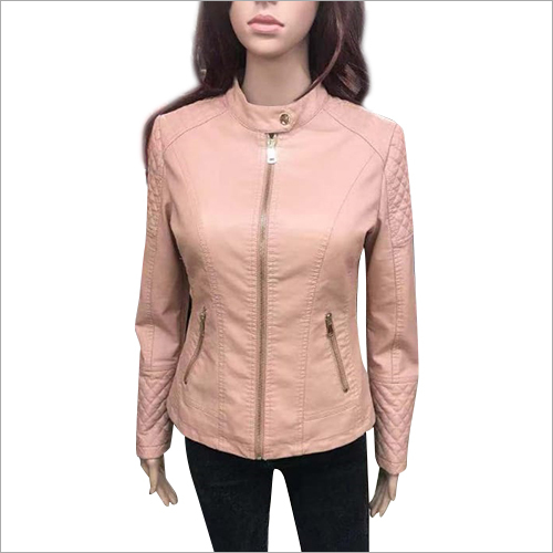 Ladies Leather Casual Jacket - Leather, Plus Size, Available In Various Colors | Full Sleeves, Double Pockets, Washable, Winter Wear